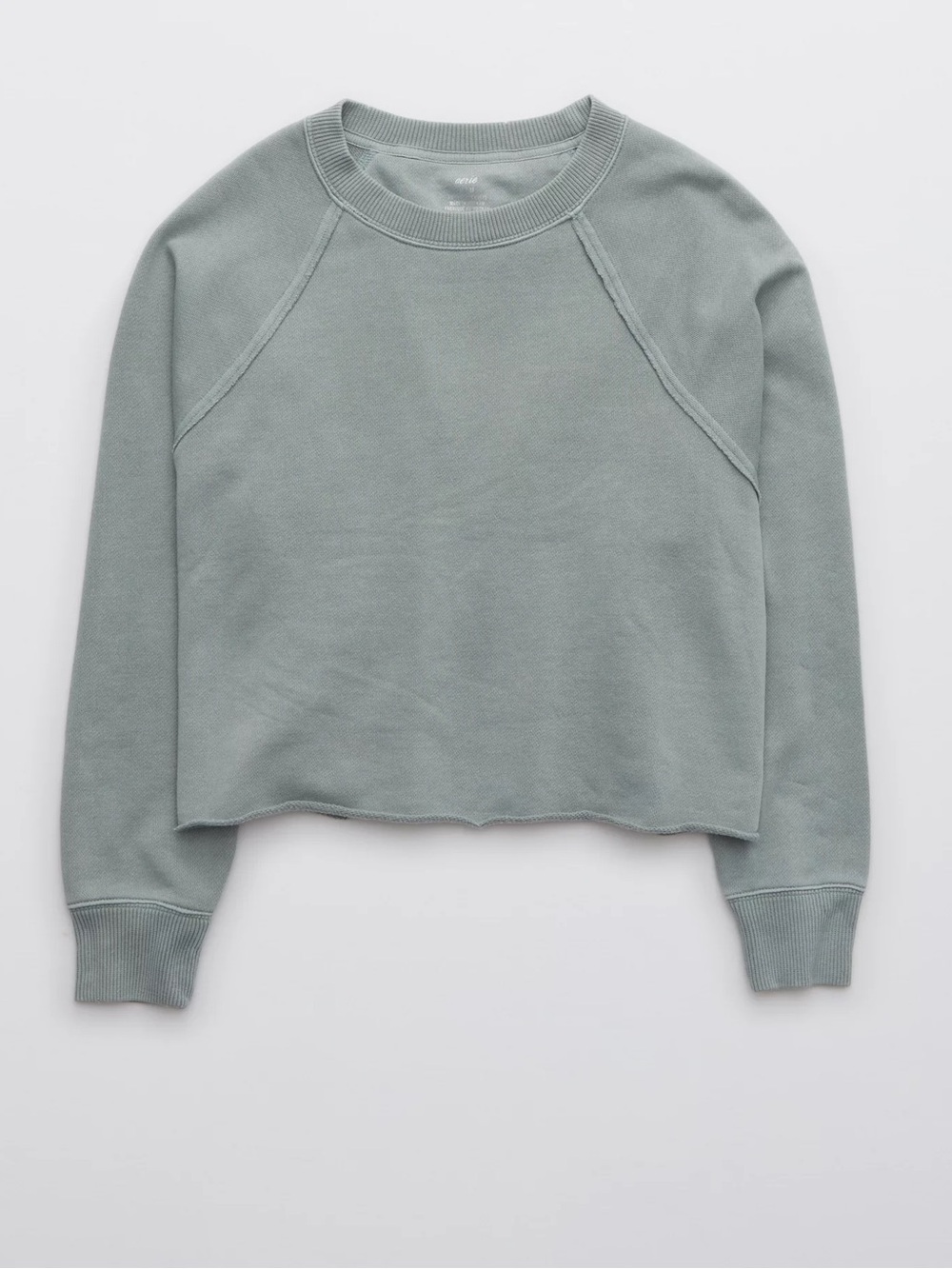 Aerie Cropped Crew Neck Sweatshirt Blue